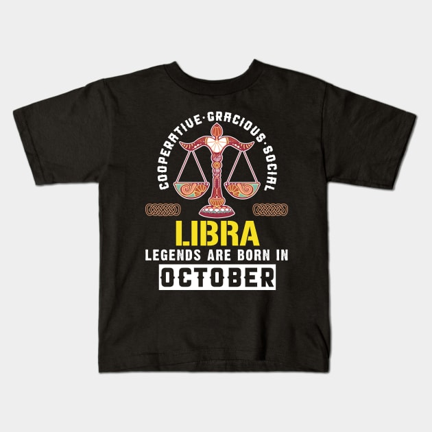 Zodiac Libra: Born In October Kids T-Shirt by POD Anytime